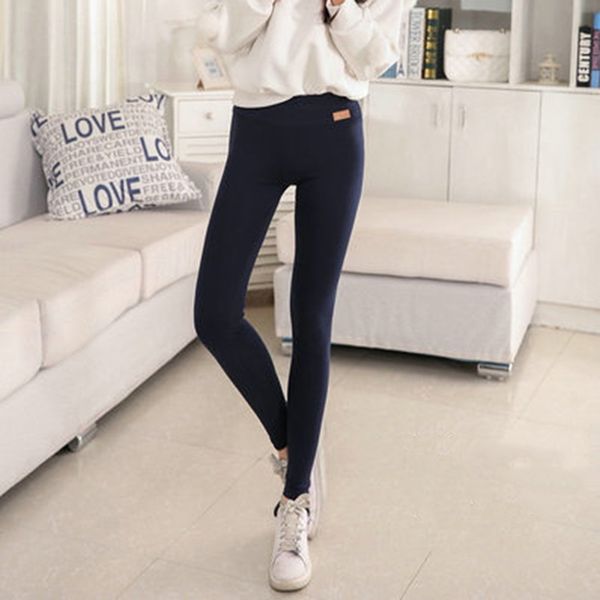 

casual thicken cotton leggings women fall new fashion fitness slim fit ankle length leggings lable elastic legging female, Black
