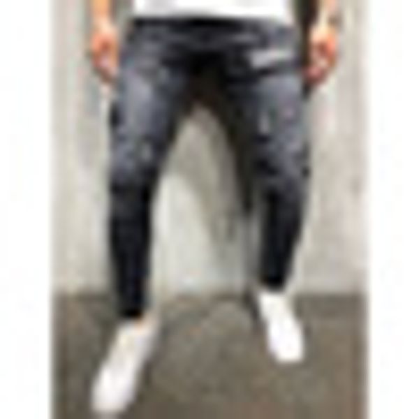 

fashion 2018 men's casual jeans male slim new hole embroidery jeans blue hip-hop sim men jean pants