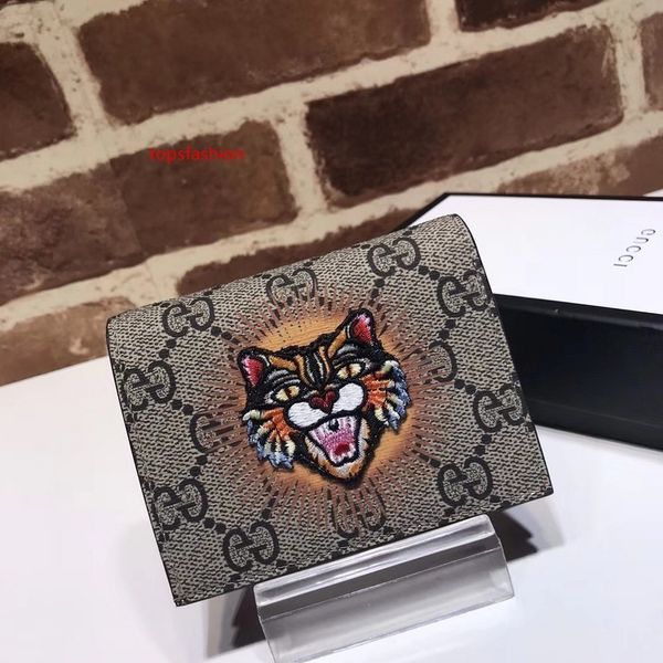 

2020 celebrity design letter embossing embroidery tiger head love wallet cowhide leather man woman 476412 purse clutch