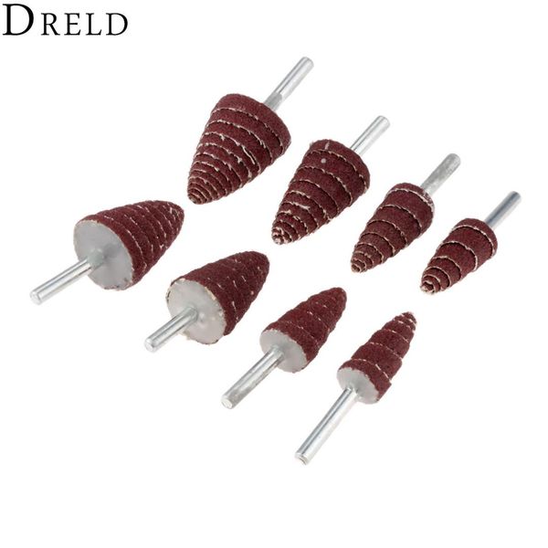 

dreld 2 pcs 80# tapered cone grinding head sandpaper flap wheels polishing sanding tools for drill dremel accessories 6mm shank