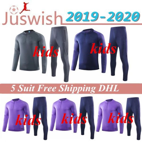 

2019 tottenhames tracksuit kits purple kids soccer jogging suits football training suit set long sleeve uniforms survetemen jacket, Black;red