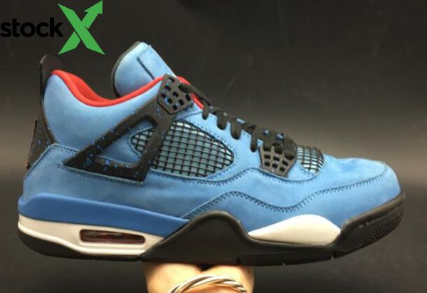 

travis scotts 4 cactus jack university blue black suede basketball shoes men 4s suede cactus jack sneakers with box
