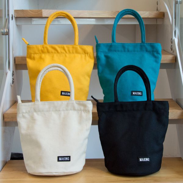 

lunch bento box bag round lunch box bag simple handkerchief packaging fresh women's work hand zipper small cloth, Blue;pink