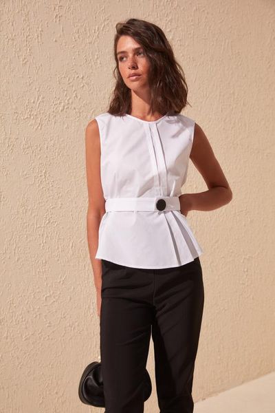 

trendyol sleeveless blouse twoss20bz0716, White