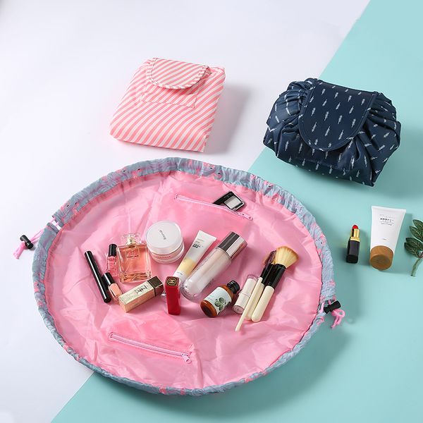 

lazy cometic bag easy to clean makeup bag pull string storage large capacity travel pouch toiletry beauty kit box wash