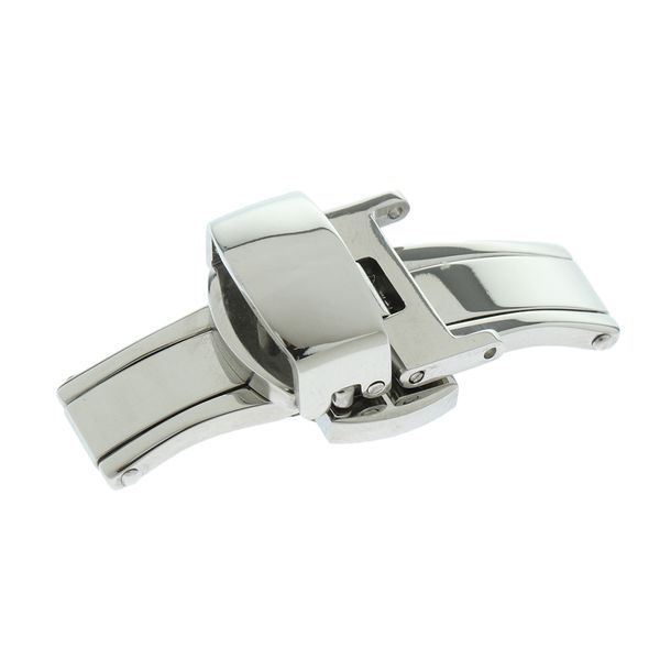 

stainless steel clasp strap for watch double push button compatible with standard lugs, Black;brown