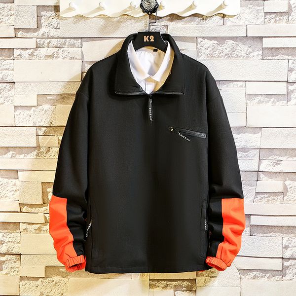 

осень новая куртка мужская мода контрастность цвет повседневный пуловер jacket man streetwear hip hop сыпучие bomber большой размер m-5xl, Black;brown