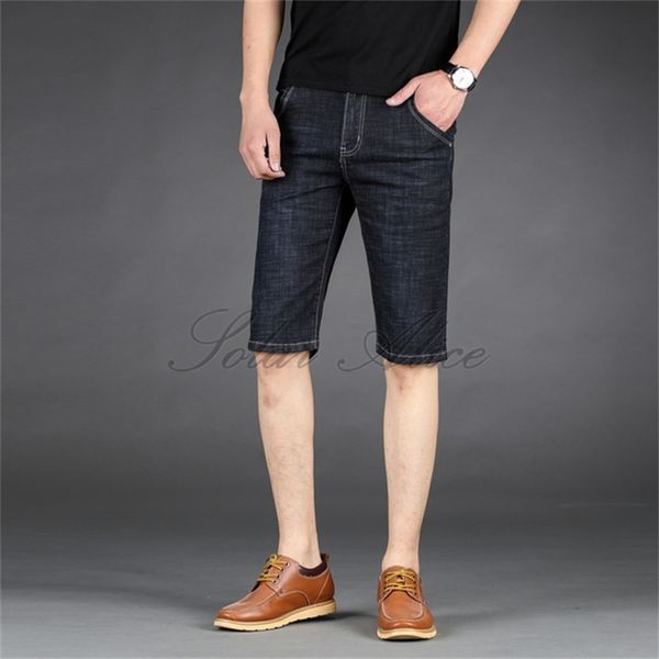 

men's jeans 2021 summer straight knee length denim shorts thin casual, Blue