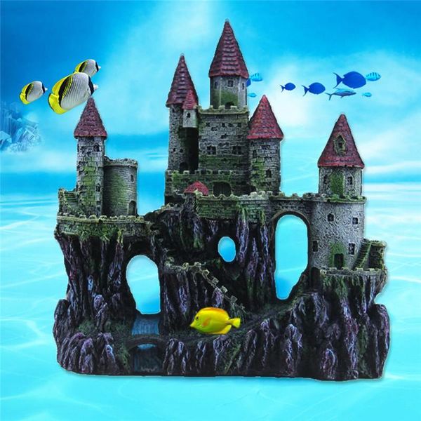 

22*8*25cm artificial european rockery aquarium landscape castle landscaping aquarium cave decoration 2020 dropshipping
