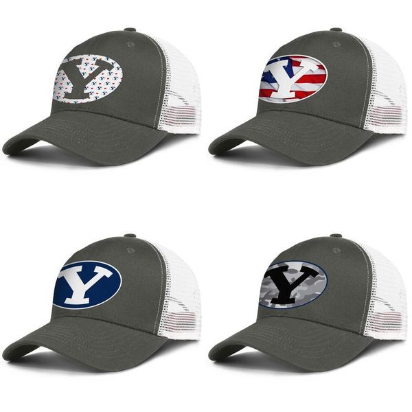 

byu cougars gray camouflage logo army-green mens and women trucker cap baseball cool designer mesh hats dark blue 3d effect flag brigham, Blue;gray