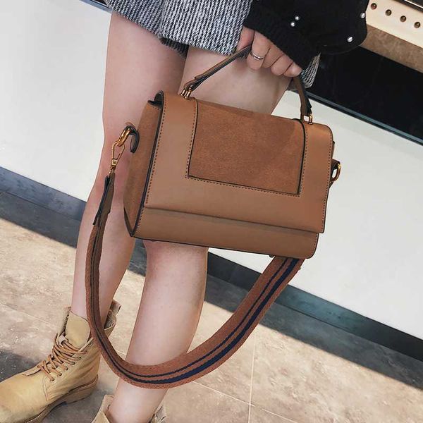 

2020 new style small square bag simple wide shoulder belt shoulder bag portable women's fashion all-around messenger
