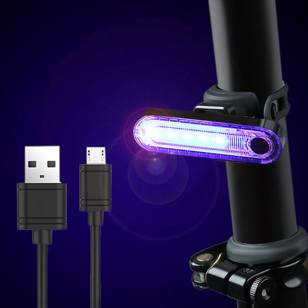 

bike sport rear tail light usb rechargeable waterproof 4 mode cycling light blue