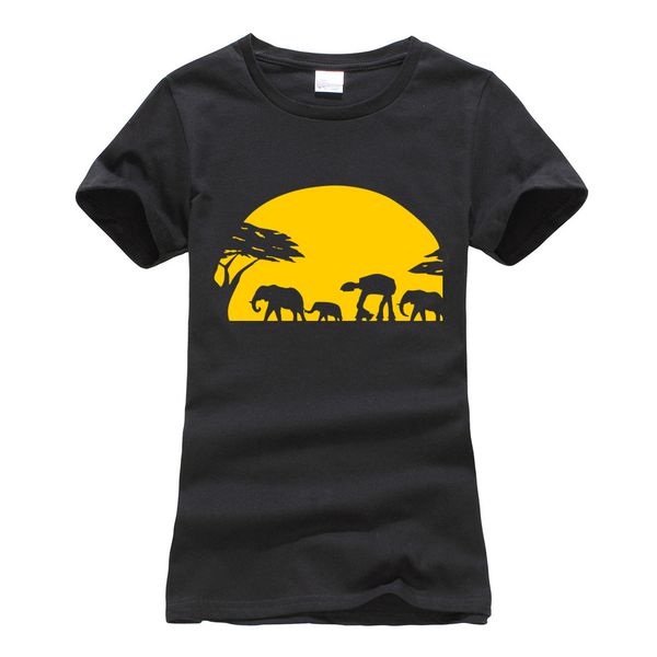 

2019 summer short sleeve o-neck elephants imperial walker across african safari tshirt femme camisetas t-shirts women clothing, White
