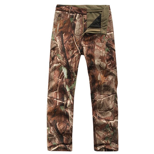

shark skin softshell pants men's tactical military camouflage windproof waterproof thermal camo hunt fleece pants, Black
