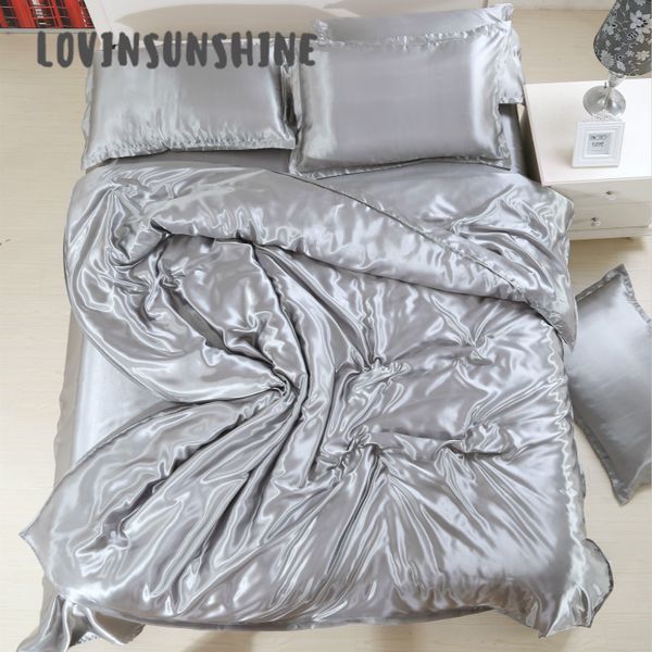

lovinsunshine quilt cover  silk bedding home textile solid color design duvet cover set luxury ab#81
