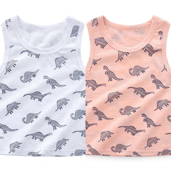 

children's vest 2019 summer children's casual cartoon baby vest shirt boy's class a bamboo cotton breathable shirt, Blue