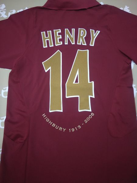 

05-06 retro version #14 henry soccer jersey for short sleeve soccer shirts collection football uniform customized game uniforms, Black;yellow