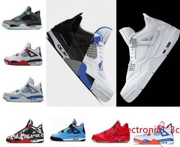 

new 4 4s men women basketball shoes pure money royalty white cement bred blue fire red black bred pale citron sneakers