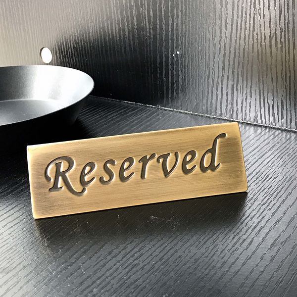 

set of 20 table tent sign reserved - stainless steel, 12cm x 4cm
