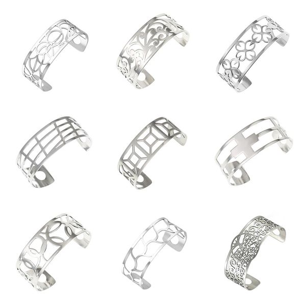 

legenstar bangles stainless steel for women hollow cuff guipure bracelets&bangles manchette femme 25mm bracelet argent pulseiras, Black