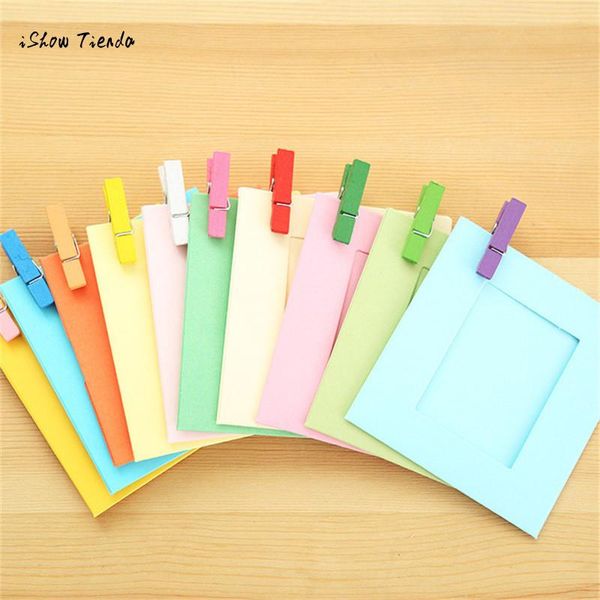 

ishowtienda frame 10pcs 3inch cute paper p frame wall picture hanging rope camp & 10pcs lips & 1pc rope wholesale