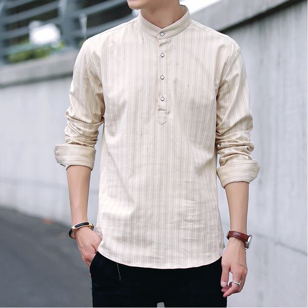 

men's striped pullover shirt new fashion men social business tuxedo long sleeve casual dress shirts male slim fit shirt ts-446, White;black