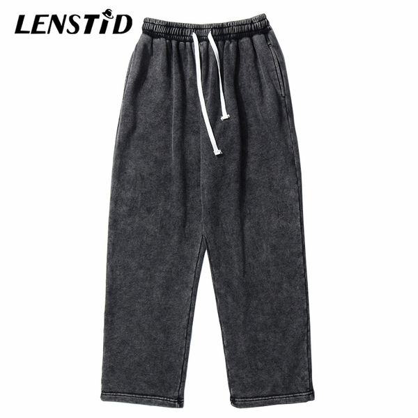 

lenstid men hip hop vintage washed pants harajuku streetwear sweatpants joggers 2020 autumn hiphop harem pants baggy trousers, Black