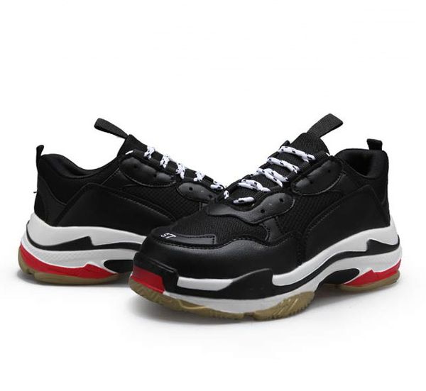 

2018. дизайнер обуви париж 17fw triple-s sneaker тройной casual luxury папа обувь для мужчин бежевый спорт теннис обуви 36-45, Black