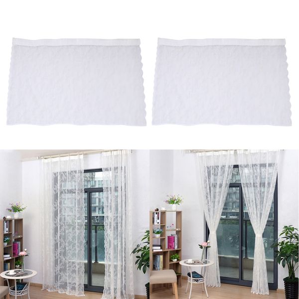 

2 panel white lace embroidered door balcony window screen curtain 150x100cm
