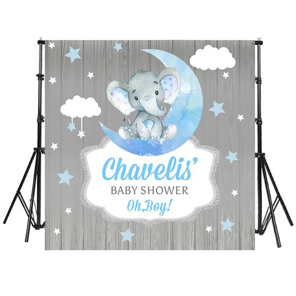 

Twinkle Little Star Theme Kids 1st Birthday Photography Backdrop Cute Elephant Photo Background Baby Shower Party Decor Photo Booth Props