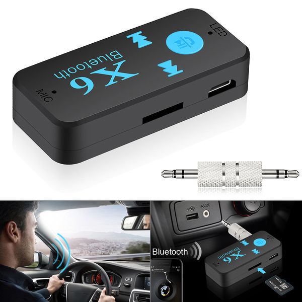 

x6 black durable hands bluetooth audio receiver vehicle mp3 loudspeaker music player of-installation support tf truck car
