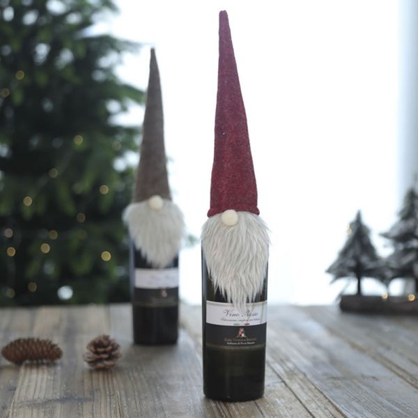 

рождественский стол dinning аксессуары для дома партия санта-клаус бутылки вина крышка с tall hat пыле бутылка красного вина обложка