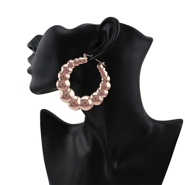 

wholesale-hop hoop earrings for women western simple round nightclub huggie earring exaggerated jewelry 2 colors golden rose gold, Golden;silver