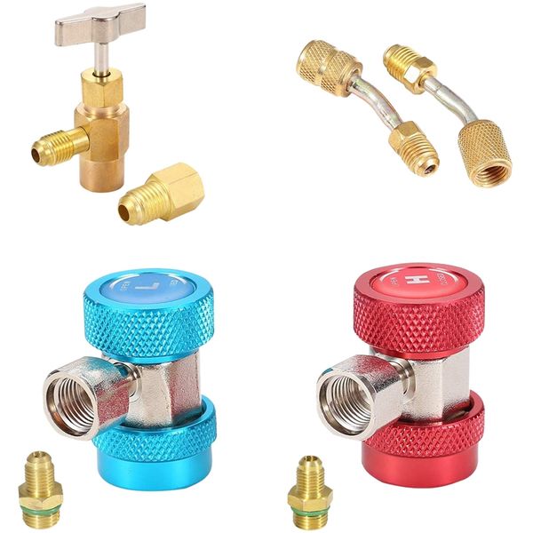 

r134a quick coupler connector adapter, freon charging refrigerant kit ,tap valve dispenser ,tool tank adapter ,system charging v car
