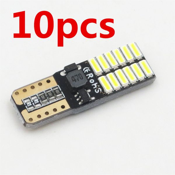 

10x no polarity canbus t10 bulbs with 4014 smd 24 led interior light 194 168 w5w lamp white no obc error amber red