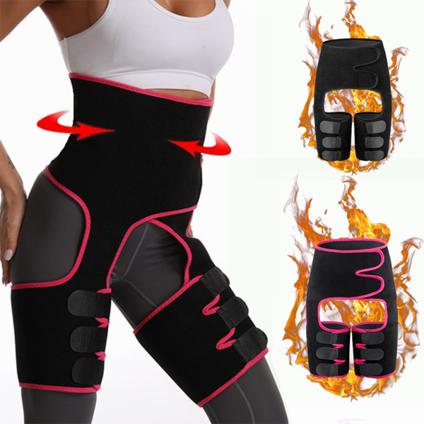 

neoprene thigh trimmer high waist leg thigh shaper trainer slimming belt fat burning muscle band wraps thermo belt lose weight, Black;gray