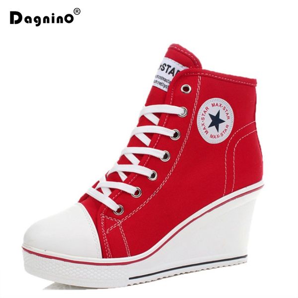 

white women shoes 2018 platform pumps hidden wedge boots shoes for women fashion high heel casual canvas ladies 35-43, Black
