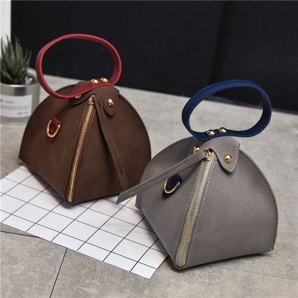 

trendy fashion crossbody bag frosted solid triangle z wrist mini clutch tote bag pu leather women shoulder