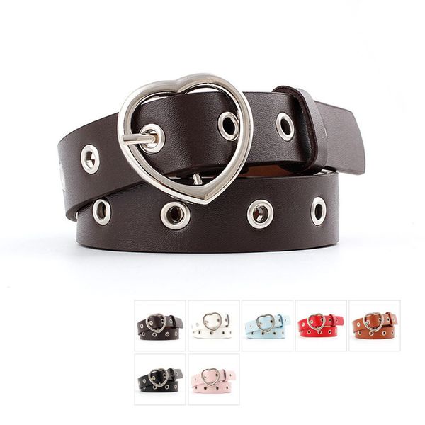 

women belt 2019 women ladies vintage heart buckle leisure leather belt trouser accessories cinturones para mujer, Black;brown