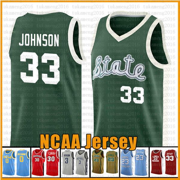

33 earvin johnson basketball jersey university of michigan srate ncaa college jerseys 33 kareem larry abdul-jabbar bird, Black