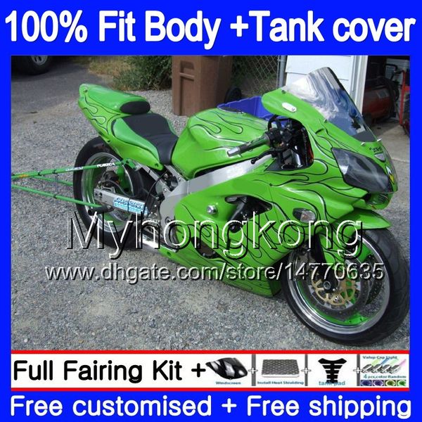 Injeção OEM Para KAWASAKI ZX 1200 12R 1200CC ZX-12R 2000 2001 222MY.44 ZX 12 R ZX1200 C 00 01 ZX12R 00 01 100% Fit Carenagem Verde Preto