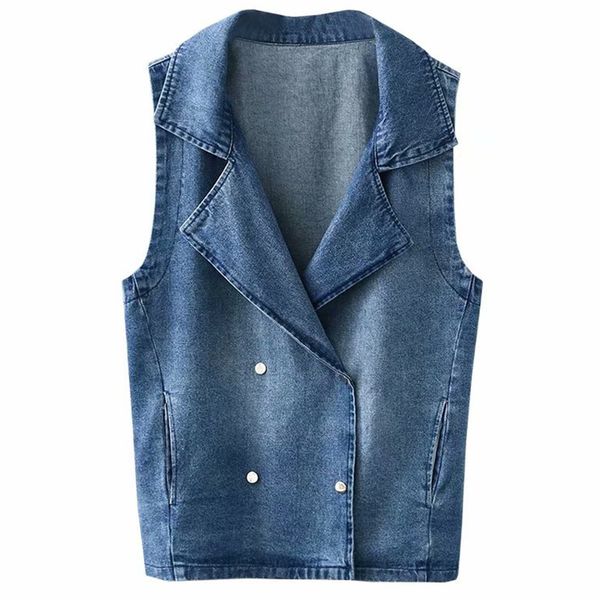 

plus size casual denim vest jacket 2019 autumn clothing fashion loose sleeveless coats women k1-h0567, Black;white