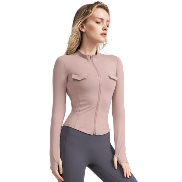 

new jacket women sport tight fitness clothes autumn and winter slimming long-sleeved zipper quick-drying yoga shirts, White;red
