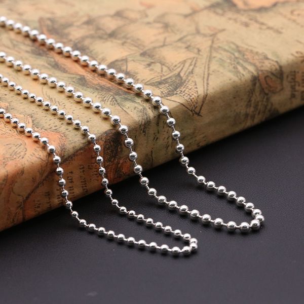 

925 sterling silver handmade jewelry antique silver American European designer ball chain necklace all-match for men & women nice gift