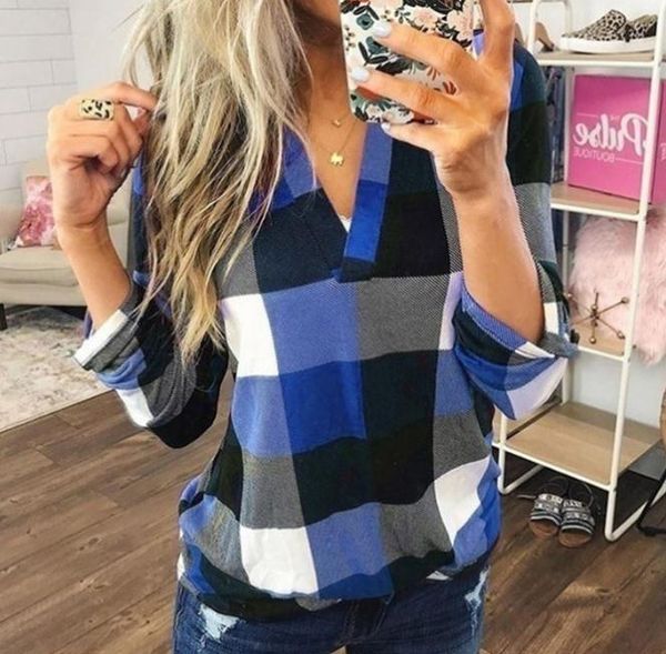 

women's blouses shirts blueness chemise femme ladies new pattern v collar lattice printing leisure time long sleeves shirt jacket, White