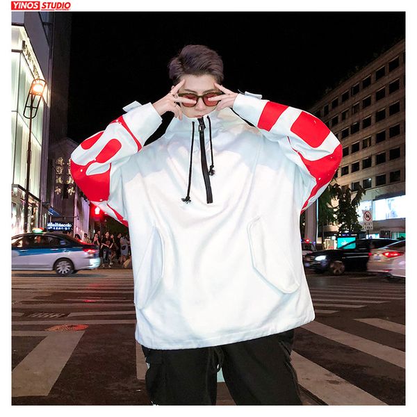 

dropshipping streetwear causal japanese high collar jacket autumn pocket patchwork letters male coats cotton outwear male, Black;brown