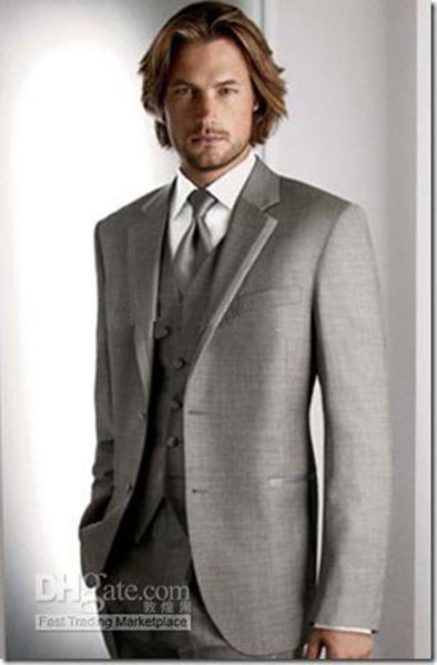 

custom made two buttons groom tuxedos light grey man notch lapel groomsmen men wedding suits bridegroom (jacket+pants+vest+tie) xz19, Black;gray