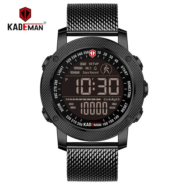

k6121 kademan sports digital men watch army step count waterproof leather hand clock male wristwatch relogio, Slivery;brown