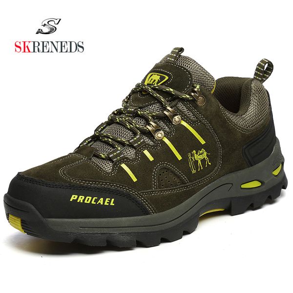 

skreneds men hiking shoes waterproof leather shoes climbing & fishing new popular outdoor men high winter boots, Black