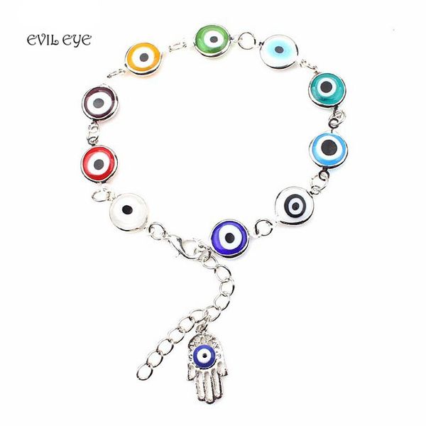

evil eye fashion charm women bracelet gold silver plated chain hamsa hand bracelets for women lucky jewelry accessories ey153, Black